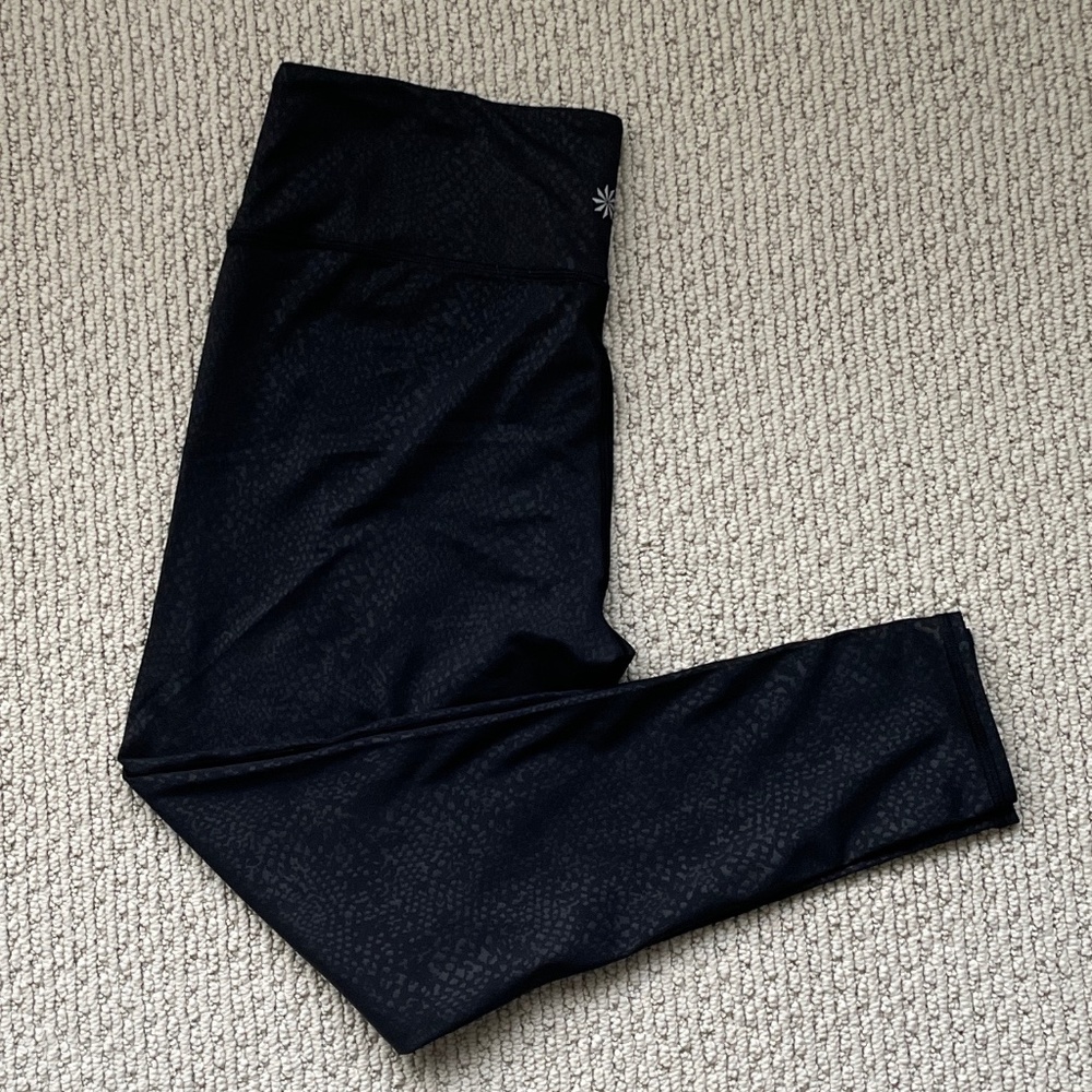 Athleta Chaturanga Black Snakeskin Print Leggings